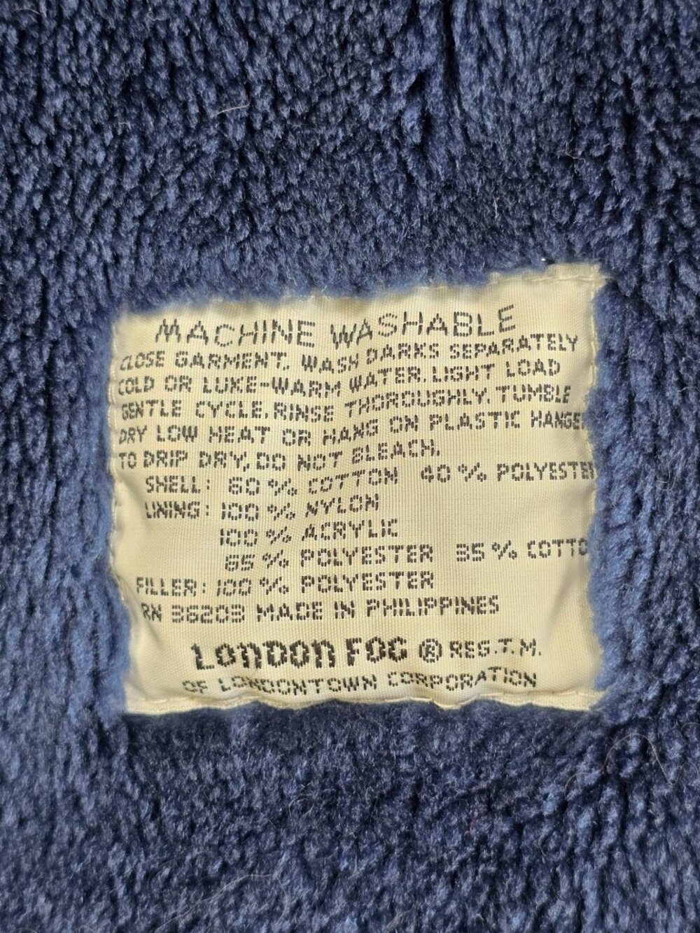 London Fog Girls 10 Hooded Navy Blue Coat Faux Fur Interior FLAWED - Picture 3 of 10